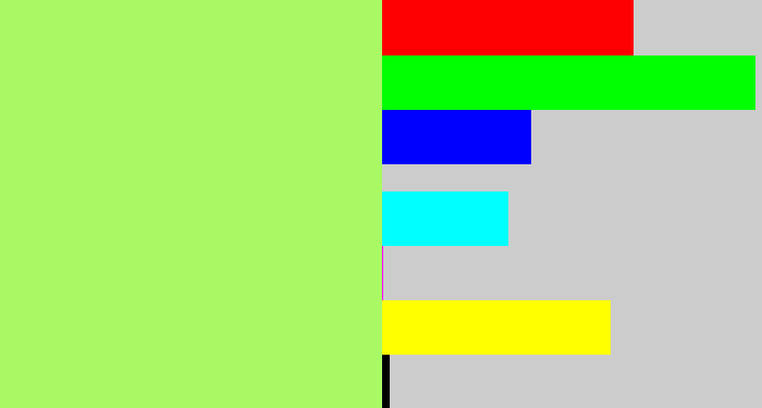 Hex color #a8f964 - light lime