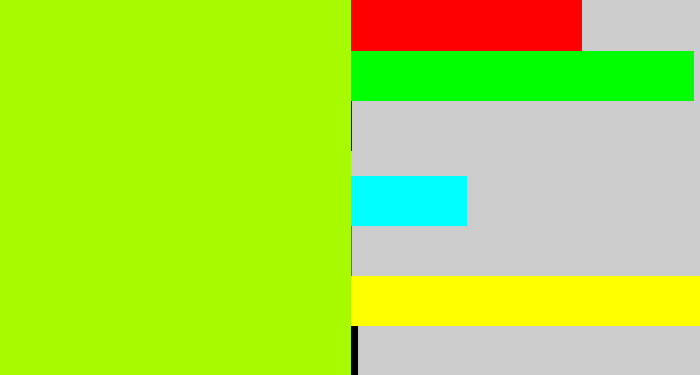Hex color #a8fa00 - lemon green