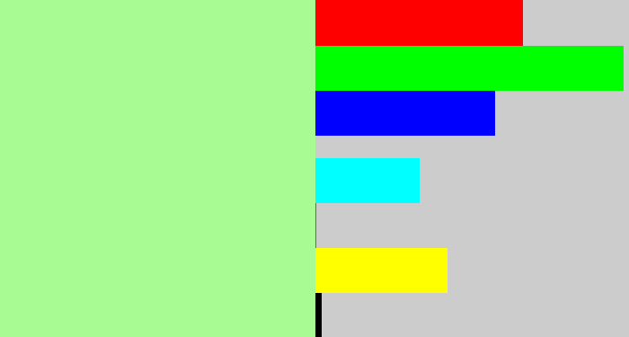 Hex color #a8fa92 - pale light green