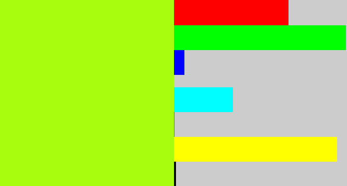 Hex color #a8fd0f - electric lime