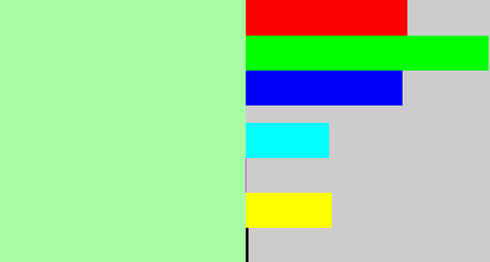 Hex color #a8fda4 - light pastel green