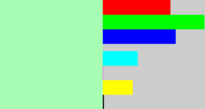 Hex color #a8fdb4 - light seafoam green