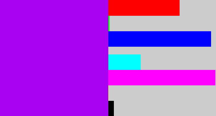 Hex color #a902f3 - bright violet