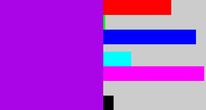 Hex color #a905e6 - vibrant purple