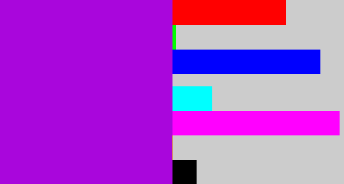 Hex color #a906dc - vibrant purple