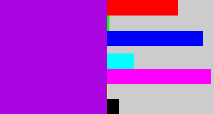 Hex color #a906e2 - vibrant purple