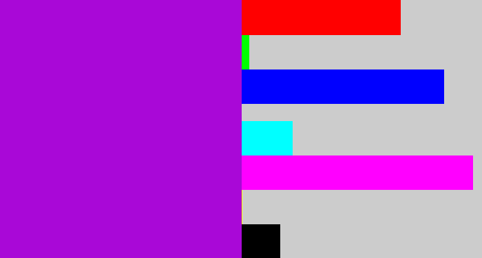 Hex color #a908d7 - vibrant purple