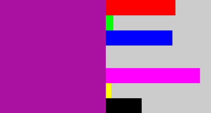 Hex color #a913a0 - barney purple