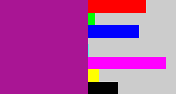 Hex color #a91594 - barney purple