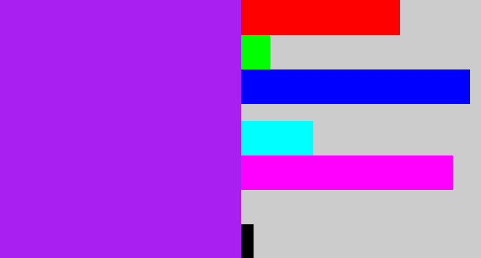 Hex color #a91ef1 - electric purple