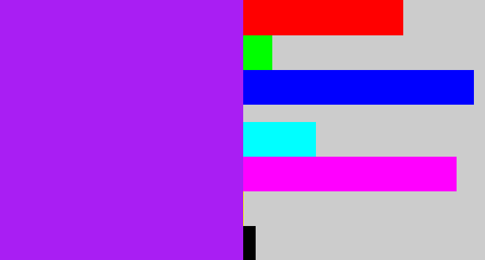 Hex color #a91ef3 - electric purple