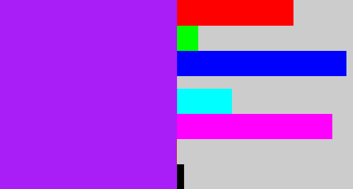 Hex color #a91ef6 - electric purple