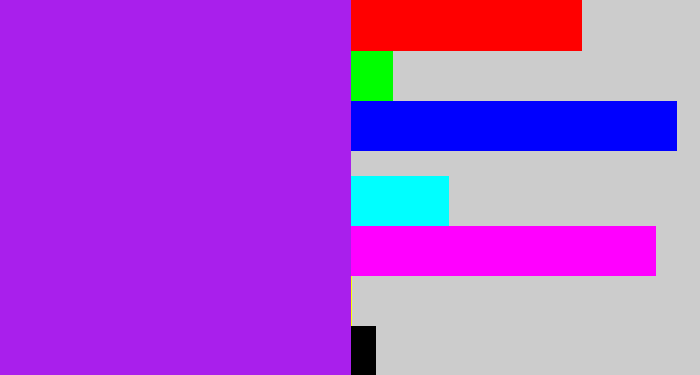 Hex color #a91fec - electric purple
