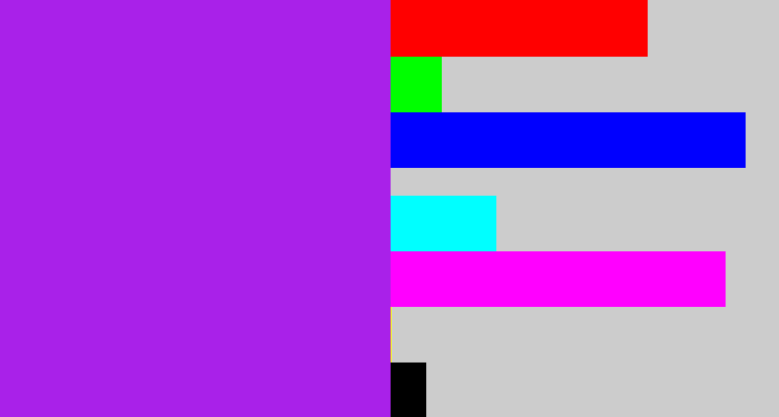 Hex color #a921e9 - electric purple