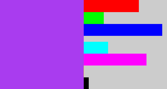 Hex color #a93cef - lightish purple