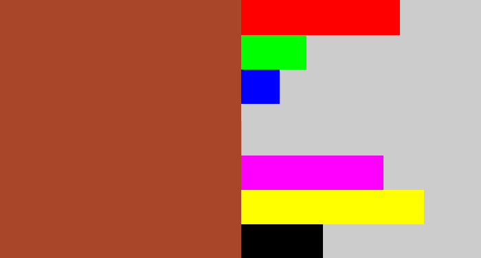 Hex color #a94528 - brick