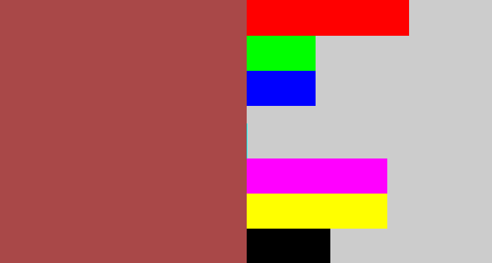 Hex color #a94848 - light maroon