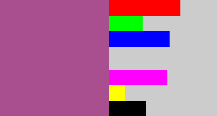 Hex color #a94e8f - purpleish