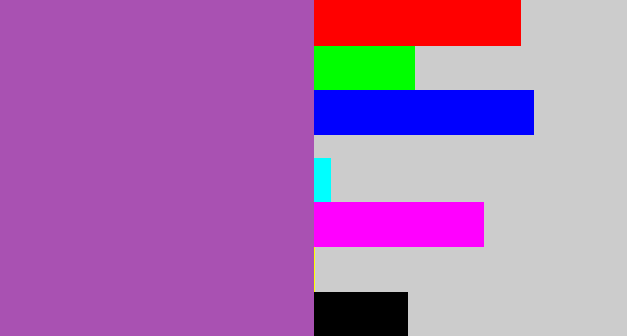 Hex color #a951b2 - medium purple