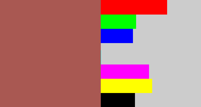 Hex color #a95852 - light maroon