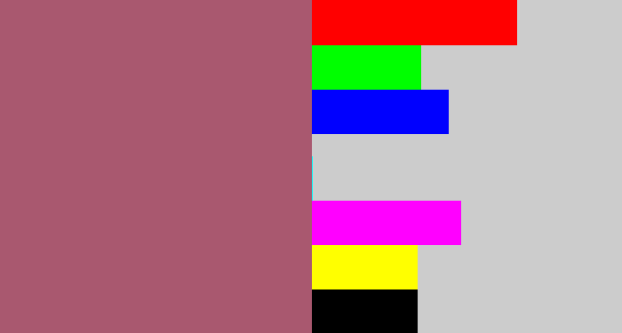 Hex color #a9586f - light plum