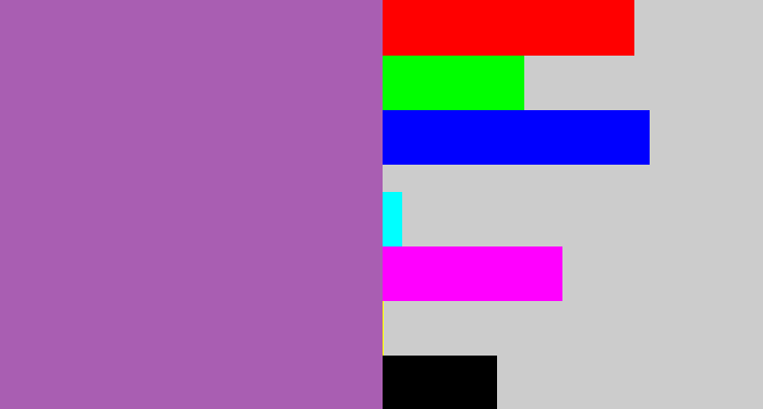 Hex color #a95eb2 - soft purple