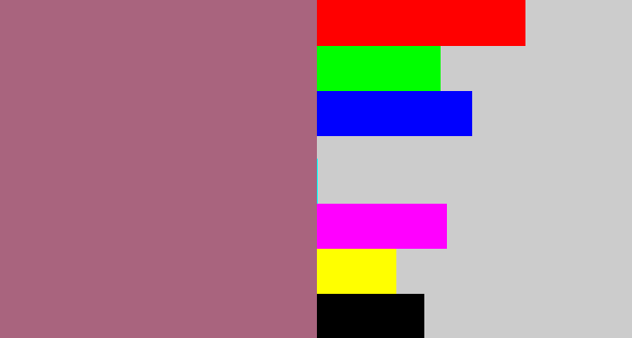 Hex color #a9647e - mauve