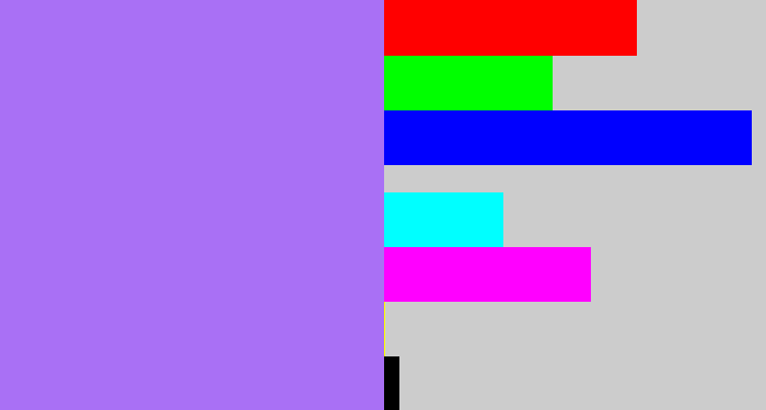 Hex color #a970f5 - light urple