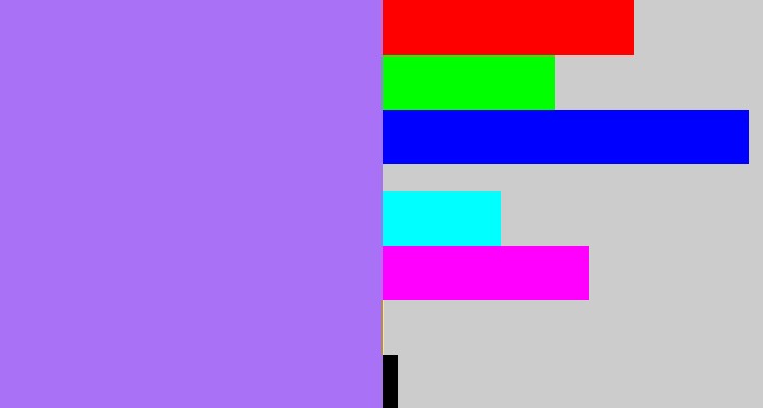 Hex color #a972f6 - light urple