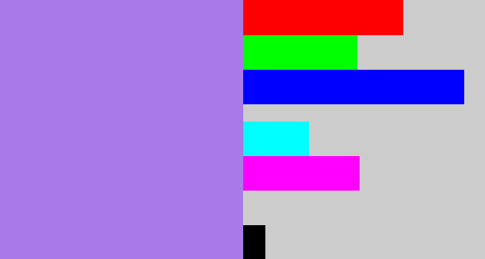 Hex color #a979e7 - light urple