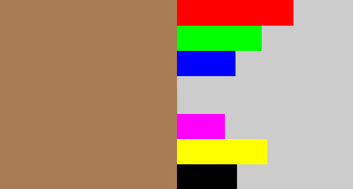 Hex color #a97b53 - puce
