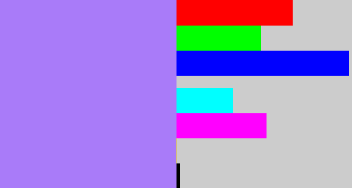 Hex color #a97bf9 - light urple