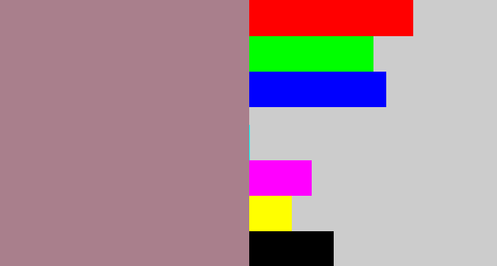 Hex color #a97f8c - mauve