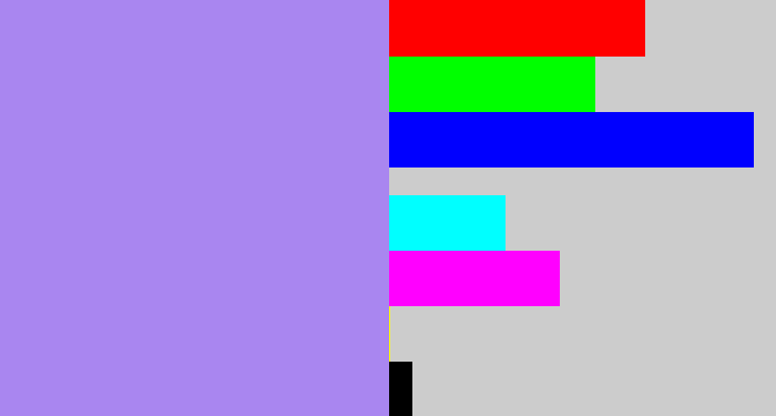 Hex color #a986f0 - light urple