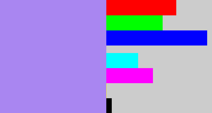 Hex color #a986f1 - light urple