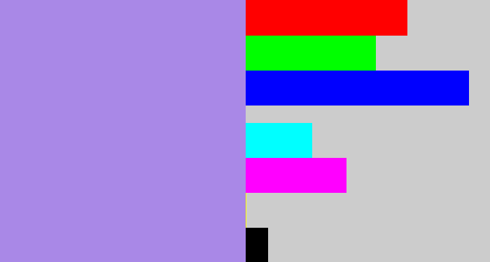 Hex color #a988e7 - pale purple