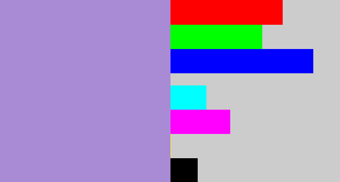 Hex color #a98ad5 - pale purple