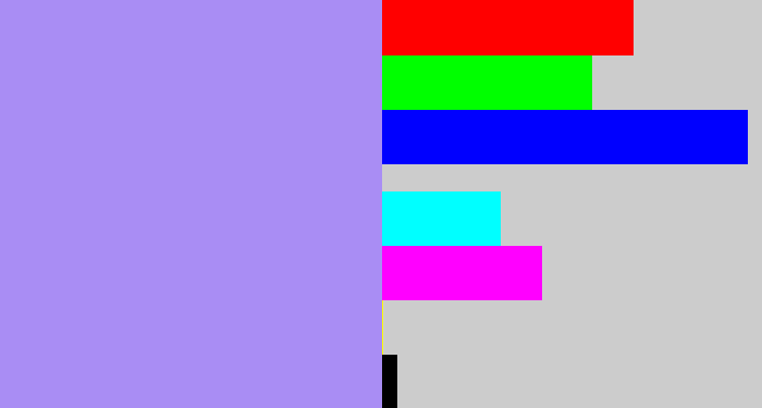 Hex color #a98df4 - liliac