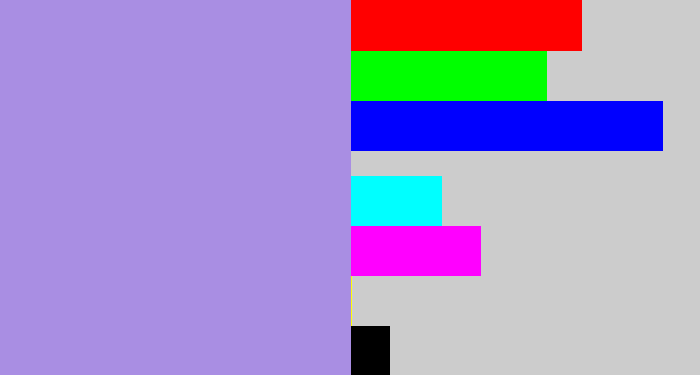 Hex color #a98ee3 - pale purple