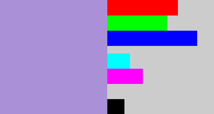 Hex color #a990d7 - pale purple