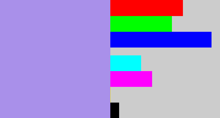 Hex color #a990ea - pale purple