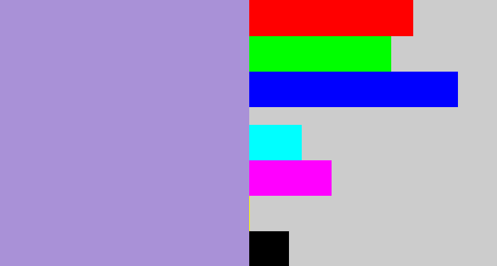 Hex color #a991d7 - pale purple