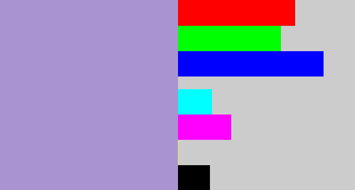 Hex color #a993d1 - pale purple