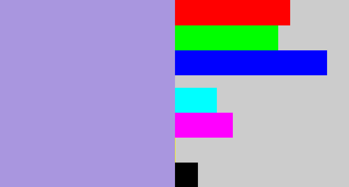 Hex color #a996df - pale purple
