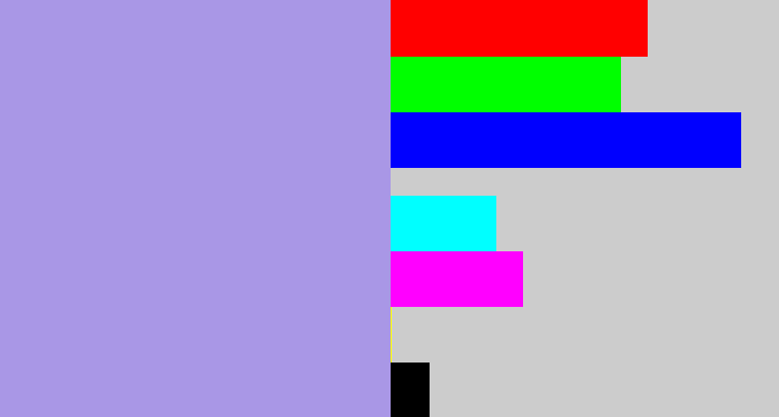 Hex color #a997e6 - pale purple