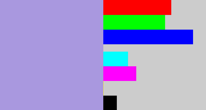 Hex color #a998df - pale purple