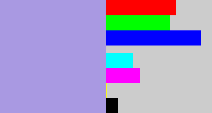 Hex color #a999e2 - pale purple