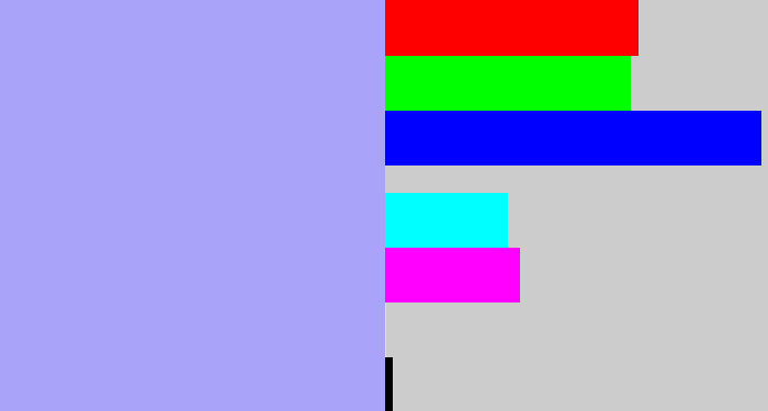 Hex color #a9a3f9 - periwinkle blue