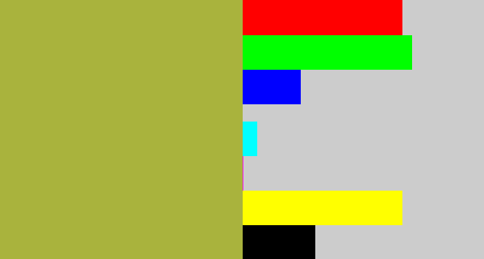 Hex color #a9b33d - booger
