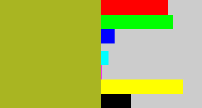 Hex color #a9b522 - pea